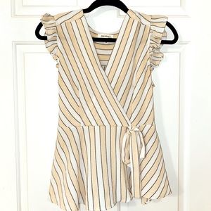 Yellow and white stripe blouse